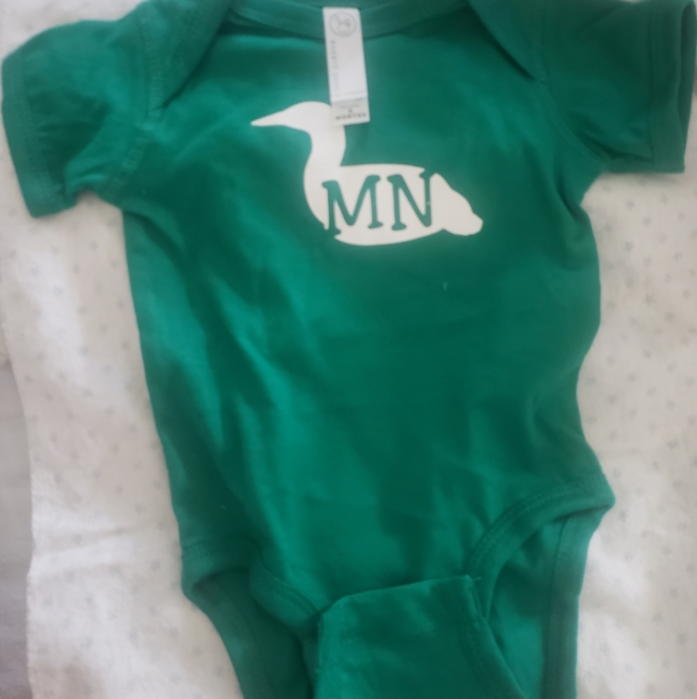 Green 6 month Minnesota onesie